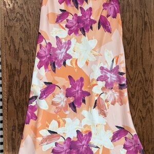 Floral Maxi Dress in Pink and Orange, Cowl Back